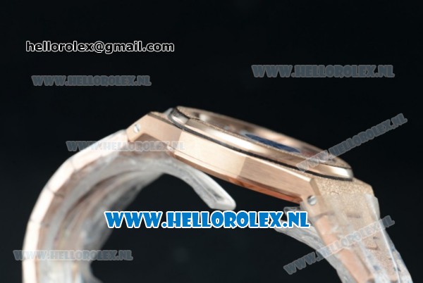 Audemars Piguet Royal Oak Swiss Quartz Rose Gold Case with White Dial and Rose Gold Bracelet (EF) - Click Image to Close